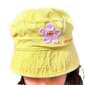 Life is Good Toddler Flower Cotton Bucket Hat Yellow/Pink Size 2T-4T